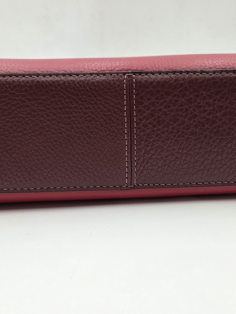 Coach Two-Tone Red & Burgundy Leather Shoulder Bag with Signature Wallet - Picture 12 of 16